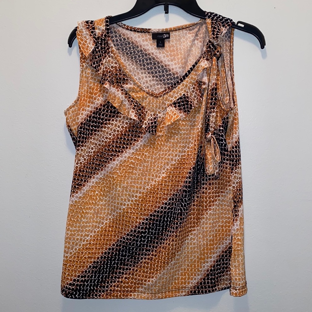 East 5th Orange Abstract Print Sleeveless Blouse